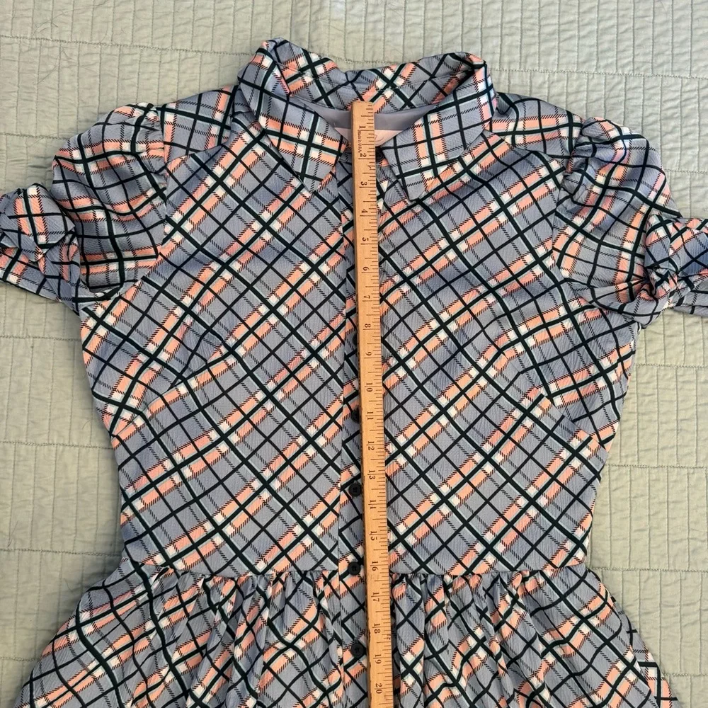 Gal Meets Glam Collection Colette Blue Plaid Button-Down Maxi Dress Size 12 - Picture 12 of 16